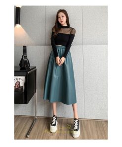 スカート | フレア革レザーボトムス ロングフレアAライン 秋冬 レディース ボトムス 通勤 大人気 キレイめ 着痩せ