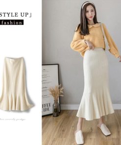 フレアスカート | リブニット マーメイドスカート 春秋冬