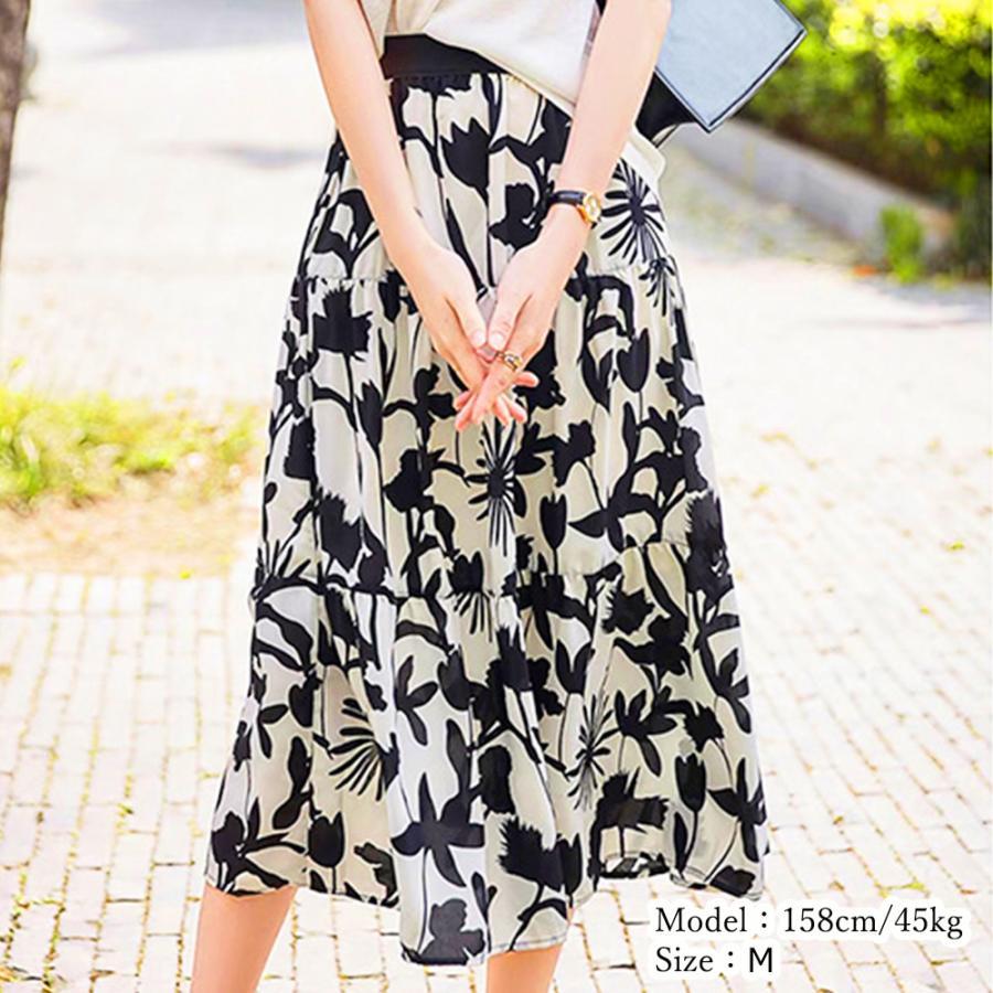 フレアスカート | ミモレ丈スカート サラリ Aライン 花柄