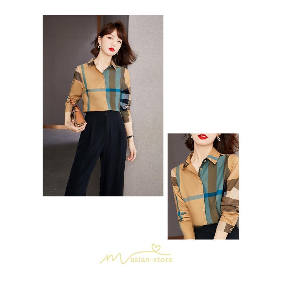 シャツ・ブラウス | ブラウス レディース 長袖 50代 チェック柄 シャツ コットン トップス きれい 40代 30代 20代 カジュアル 通勤 お出かけ 食事会 お出かけ 女子会 デート