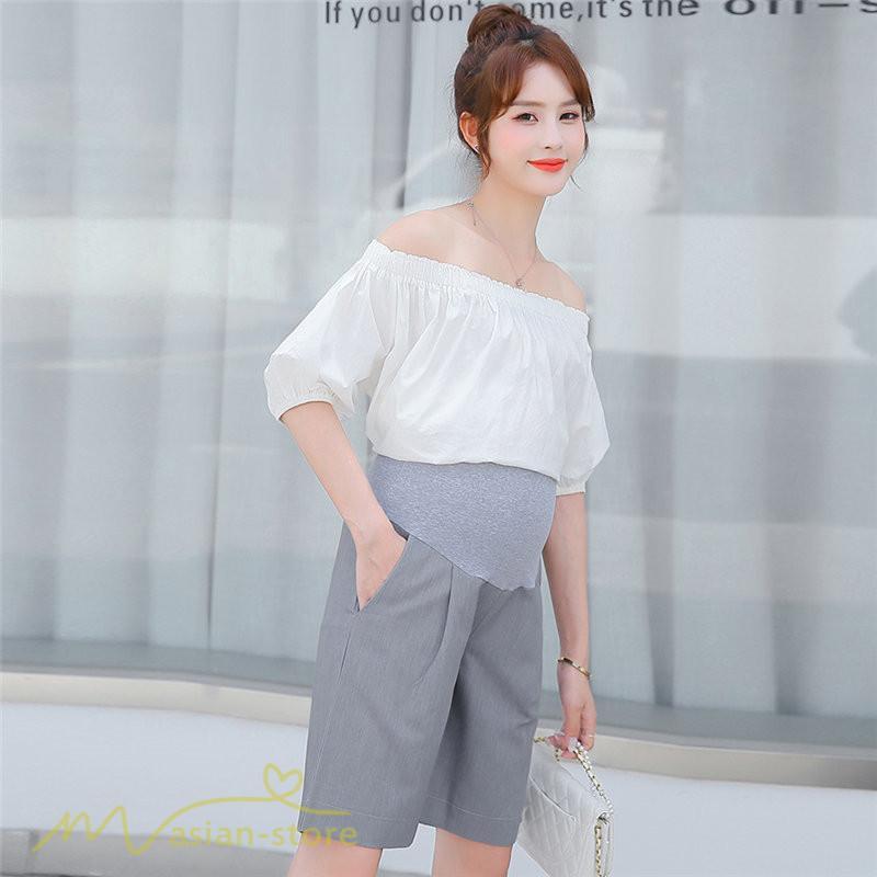 パンツ レギンス | ハーフパンツ ワイドパンツ マタニティパンツ ゆったり おしゃれ 上品 大きいサイズ 上品 マタニティウェア ポケット付き ウエスト調整 サマー 妊婦服 ママ