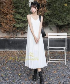 マキシ | プリーツワンピース ワンピース レディース マキシ丈 サロペット オールインワン キャミワンピース カジュアル 無地 20代30代40代 韓国ファッション 通勤通学