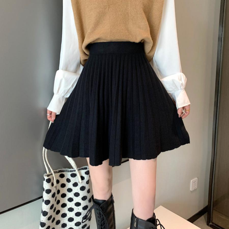 ミニスカート | プリーツスカート 編み レディース 韓国
