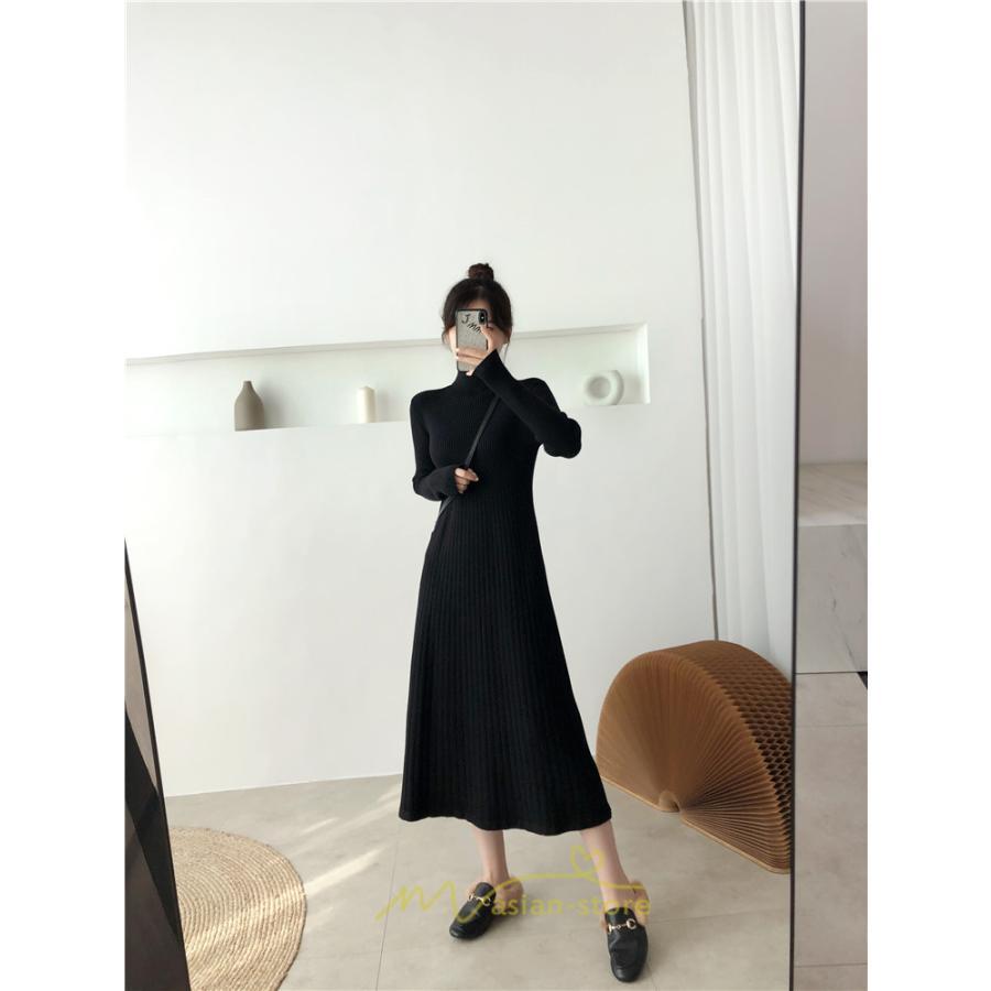 ニットワンピース | ワンピース 春 春服 レディース 長袖 ゆったり 秋 冬 ロング丈無地 20代30代40代50代 可愛い お出かけ 着痩せ 大人 通勤