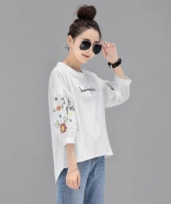 シャツ・ブラウス | シャツ ブラウス レディース パフスリーブ 花柄 刺繍 ストライプ トップス ラウンドネック 韓国風 カジュアル フェミニン トレンド ゆったり ファッション