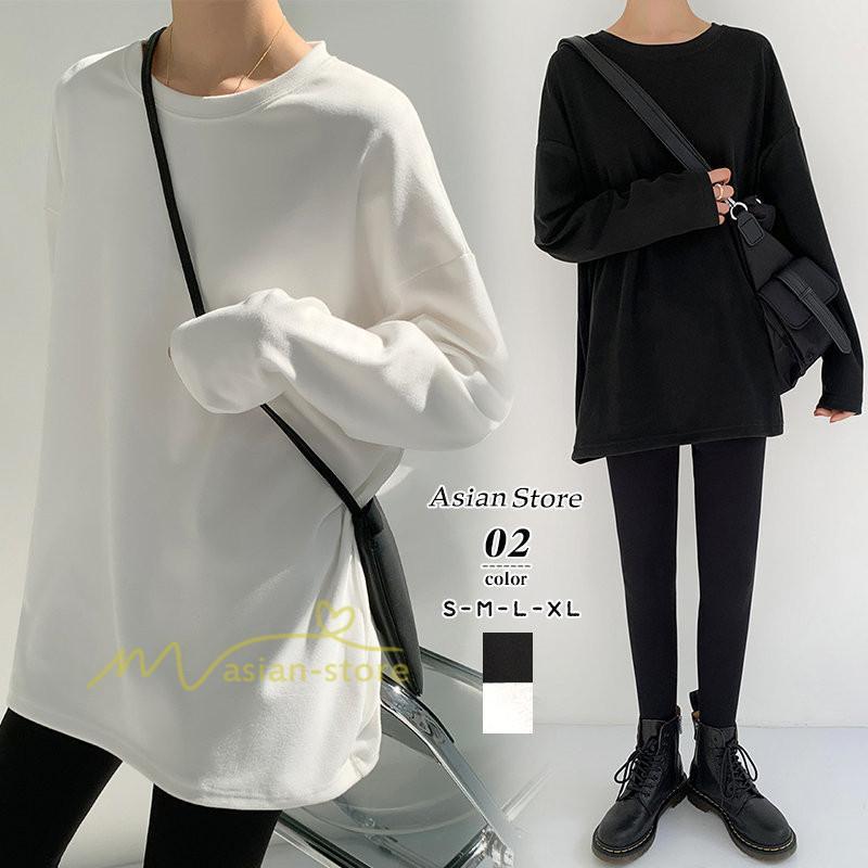 tシャツ・カットソー | 長袖tシャツ レディース クルーネック 長袖 Tシャツ ロングTシャツ 20代30代40代50代 ゆったり 体型カバー 通勤通学 お出かけ カジュアル インナー 快適 着痩せ