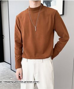 Tシャツ | メンズ トップス 秋冬 保温 無地 モックネック メンズスタイル 20代 30代 通勤 通学 着回し ビジネス 40代 長袖カットソー 冬 50代 コーデ 秋