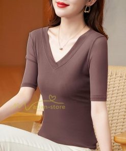 tシャツ・カットソー | Tシャツ レディース カジュアル Vネック おしゃれ 女性用 シンプル 無地 20代30代40代50代 カシュクール インナー フェミニン 上品 お出かけ 着痩せ カジュアル
