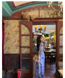 マキシ | ロングワンピース 五分袖 夏ワンピース 秋新作 Aラインワンピース マキシワンピース 刺繍 花柄 プリント 切り替え 旅行 30代40代 ワンピース ダンス 舞台 可愛い