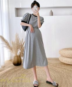 ワンピース | マタニティレディース 半袖 無地 産前 産後 カジュアル Aラインマタニティウェア 上品 サマー妊婦服