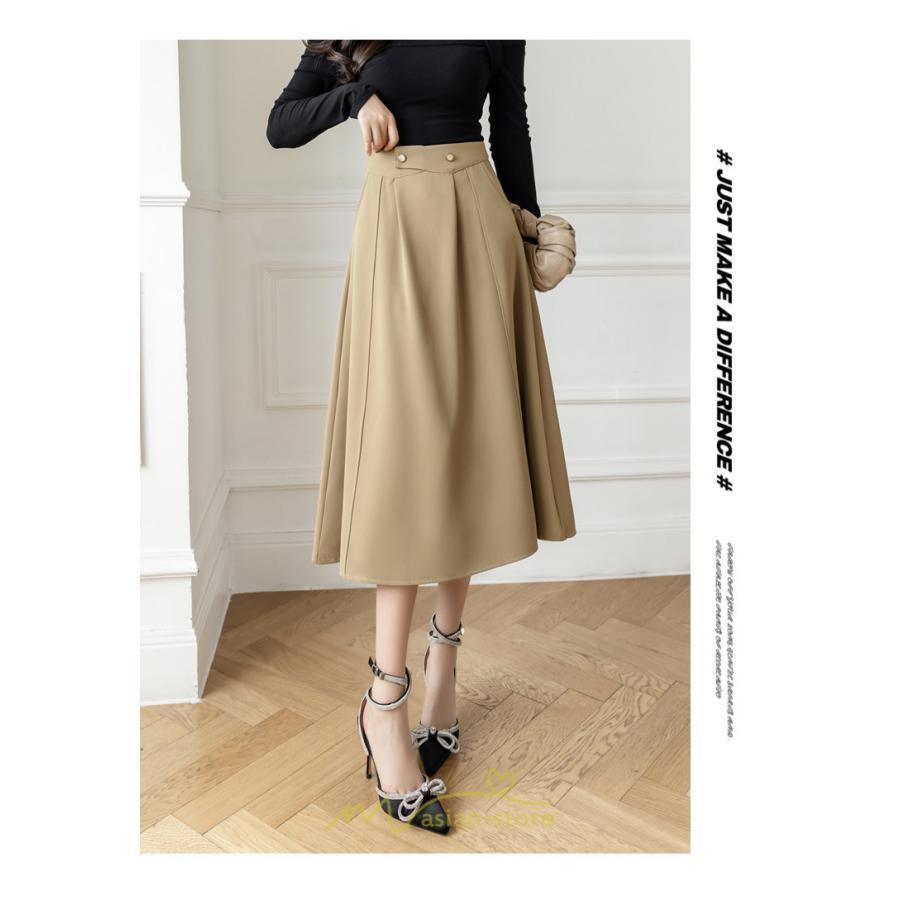 スカート | レディース ボトムス ロング丈 ミモレ丈 Aライン 楽チン 大人 きれいめ 20代 30代 40代 通勤 脚長効果 OL オシャレ 上品 ビジネス オフィス