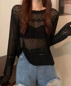 透かし編みトップス | 透かし編み ニットトップス レディース