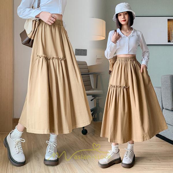 スカート | フレアロング レディース ボトムス ロングAライン ミモレ丈 かっこいい ハイウエスト オシャレ キレイめ 着痩せ