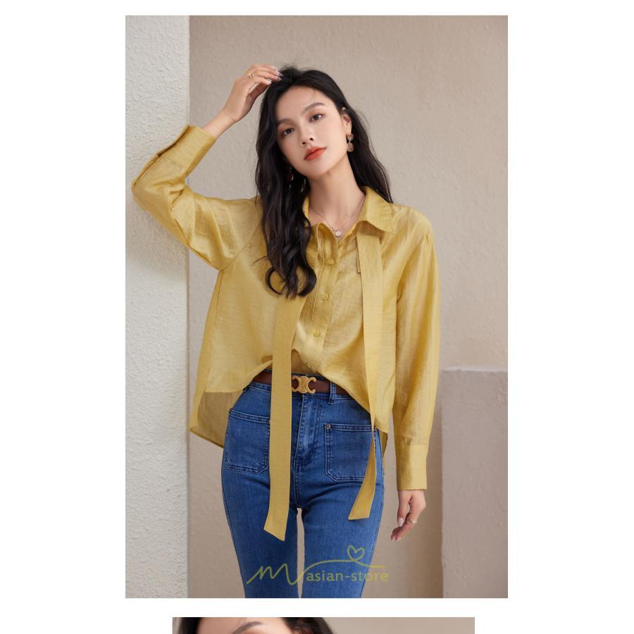 シャツ・ブラウス | シフォンブラウス 長袖 レディース シフォン ブラウス フォーマル カジュアル リボン 着痩せ 通勤 通学 オシャレ 可愛い 秋服 上品 キレイめ 2022 ナチュラル