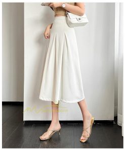 スカート | ハイウエスト ロングレトロ Aライン女性 マキシ丈ボトムス 春秋夏 お洒落 通勤 エレガント プリーツ20代30代40代
