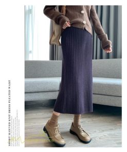 スカート | マタニティ秋 冬 レディース マタニティウェア 妊婦服 産前 産後 シンプル 無地 きれいめ リブニット ゆったり ハイウエスト ウエスト調整