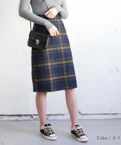 ひざ丈スカート | チェックスカート レディース ハイウエスト Aラインスカート ひざ丈 ボトムス