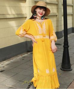 マキシ | ワンピース きれいめ レディース 夏 秋 ロング 上品 大人 七分袖 お出かけ 高見え 赤 白 黄色 上質 20代 50代 40代 ゆったり リゾート 30代 旅行 体型隠し