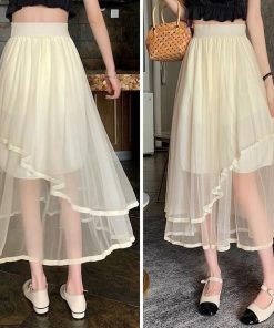 フレアスカート | チュールスカート アシンメトリー 韓国風