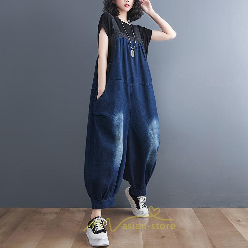 オーバーオール サロペット | オールインワン レディース ロング丈 サロペット スウェット ルームウェア パンツ デニム リラックス 大きいサイズ 旅行 ゆったり 韓国ファッション