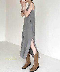 ノースリーブ | ワンピース マキシワンピース マキシワンピ マキシ ロングワンピース ワンピ スリット シンプル 無地 春夏 フレアワンピース ゆったり