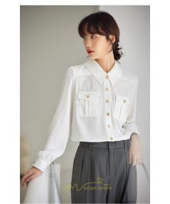 シャツ・ブラウス | ブラウス レディース オフィス 白 フォーマル 長袖 おしゃれ シャツ カジュアル 制服 レギュラー 着回し オフィス 胸ポケット OL 秋服 キレイめ 通勤
