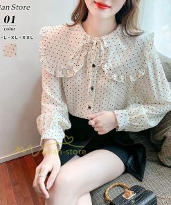 シャツ・ブラウス | ブラウス レディース きれいめ 40代 春夏秋新作 オシャレブラウス 長袖トップス ドット柄フレアブラウス 大人 韓国ファッション シャツ 通勤 20代30代 ゆったり