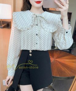 シャツ・ブラウス | ブラウス レディース きれいめ 40代 春夏秋新作 オシャレブラウス 長袖トップス ドット柄フレアブラウス 大人 韓国ファッション シャツ 通勤 20代30代 ゆったり
