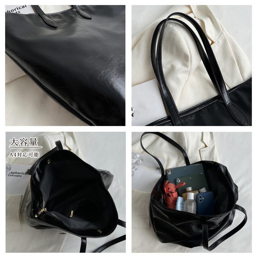 トートバッグ | PUレザー大容量 レトロ