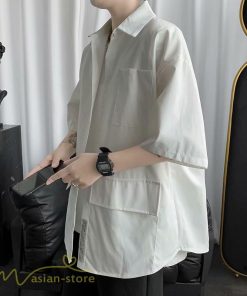 シャツ | メンズ 半袖 トップス ワイドTゆったり 無地 ライトアウター 着回し 夏新作 コーデ 白黒細身 通勤通学 XXL 日常感 大きいサイズ