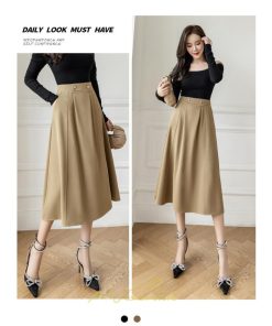 スカート | レディース ボトムス ロング丈 ミモレ丈 Aライン 楽チン 大人 きれいめ 20代 30代 40代 通勤 脚長効果 OL オシャレ 上品 ビジネス オフィス