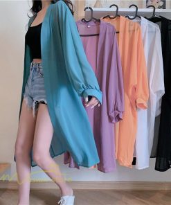 カーディガン | レディース 春 ロング ひんやり 夏 フェミニン カジュアル 無地 白 黒 コーデ オフィス 長袖 激売れ 薄手 細見え 体型カバー お出かけ シフォン