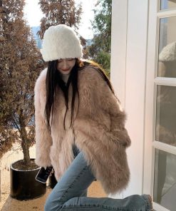 ニット帽 | ふわふわニット帽子 レディース 冬 2色