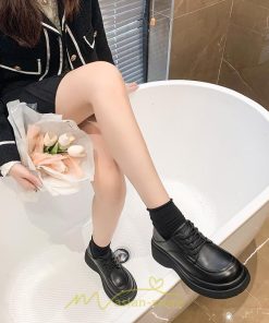 ローファー | レディース 厚底シューズ  JK パンプス 太めヒール 靴ひも 黒 女子靴 オシャレ 通学 コンフォート 通勤 10代20代30代40代 送料無料