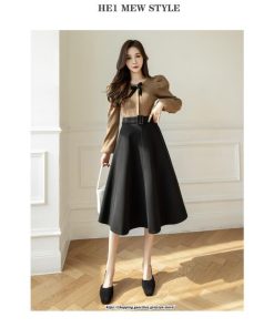 スカート | レディース 秋 冬 秋冬 ミモレ丈 膝丈 ロング 無地 ミディアム丈 ひざ丈 厚手 Aライン ハイウエスト 2022年秋冬 通学 暖か おしゃれ 通勤 ラシャ