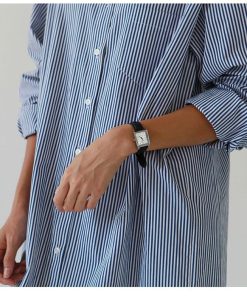 シャツ・ブラウス | 秋服　レディース　秋　ファッション　ロングシャツ ワンピース シャツワンピース ロングワンピース 長袖 20代30代 ゆったり ストライプ 体型カバー
