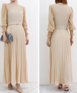 ドレス | プリーツ ワンピース ウエストマーク上品