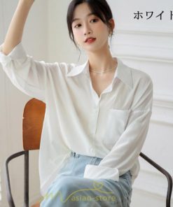 シャツ・ブラウス | ブラウス トップス 長袖 Ｖネック ボタン 無地 上品 通勤 レディース 秋 20代 30代 40代 OL ママ 母 フェミニン デート お出かけ 通勤 リクルート お仕事