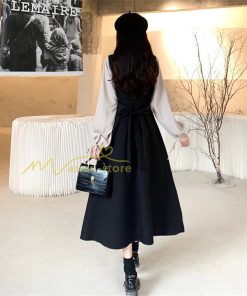 マキシ | ドッキングワンピース レイヤード風ワンピース ロングワンピース Aラインワンピース フェイク 切り替え 秋 レディース 30代40代50代 長袖ワンピ ワンピ