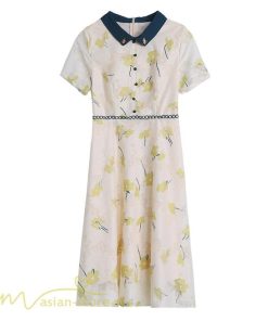 ミディアム | Aラインワンピース レディース 着痩せ ワンピース 花柄 きれいめ 気質 エレガント 大きいサイズ 後ろファスナー付き 40代 シャツワンピース 30代