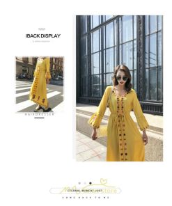 マキシ | ロングワンピース ロング丈 刺繍 ワンピ 民族風 エスニック風 長袖 ゆったり 体型カバー シンプル ナチュラル 花柄 旅行 着痩せ 綿麻 お出かけ　 リゾート