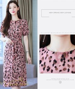ミディアム | ワンピース レディース 着痩せ サマーワンピース 上品 カジュアルワンピース 上品 大きいサイズ 夏服 レオパード 20代 40代 30代 ミディアムワンピース 膝丈