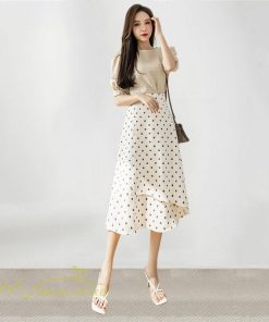 スカート | ロング 水玉 春夏 Aラインエレガント レディース 40代 ハイウェストボトムス 大人 通勤OL 体型カバー 20代 オシャレ30代 50代