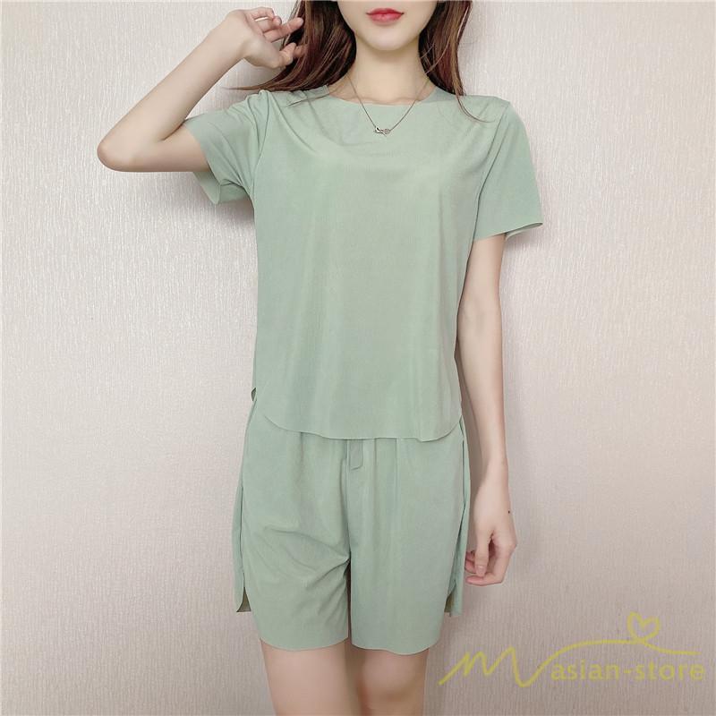パジャマ ルームウェア | パジャマ レディース 夏 半袖 ルームウェア 涼しい 部屋着 ナイトウェア 寝間着 柔らかく軽い薄手の快適Tシャツパジャマ 薄手パジャマ 部屋着 上下セット