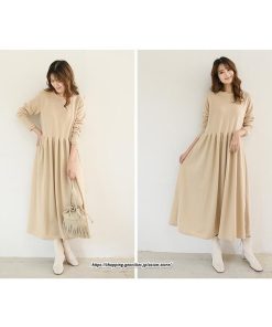 マキシ | ワンピース レディース ウエスト切替 スウェット素材 ロングワンピース タック入 L XL XXL シンプル カジュアル キレイめ 40代 通勤 オシャレ 50代 30代 20代