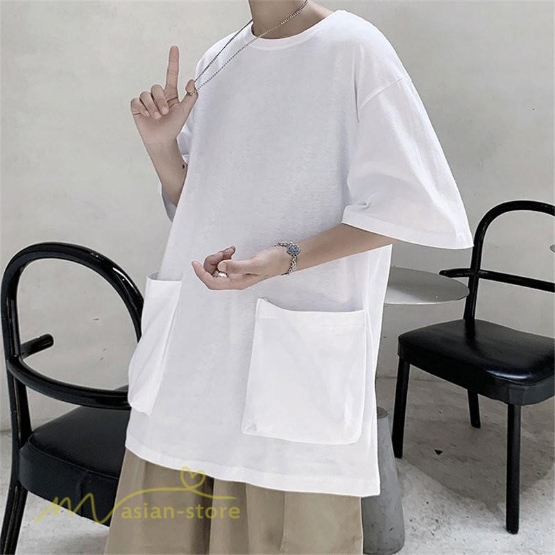 Tシャツ | メンズ 無地 カットソー 半袖 クルーネック カジュアル ポケット 半袖大きいサイズ 着回し 夏新作 サマー ルームウェア ゆったり トップス
