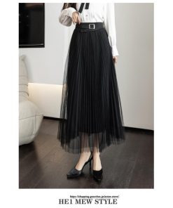 スカート | レディース 春秋 チュール美脚 プリーツロングAライン 体型カバー ボトムス おしゃれ 大人 通勤 お出かけ オシャレ