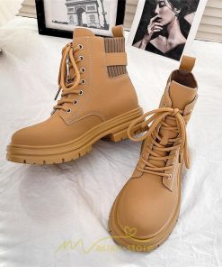 ショートブーツ | ブーツ レディース 軽量 歩きやすい おすすめ おしゃれ 編み上げ 太めヒール レザー風 走れる 痛くない 冬 秋 22.5cm-25cm 春 トレンド