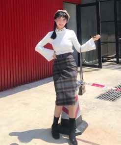 ひざ丈スカート | チェックスカート レディース ハイウエスト Aラインスカート ひざ丈 ボトムス