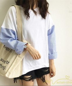 tシャツ・カットソー | Tシャツ レディース カットソー 長袖 シャツ 切り替え 可愛い スリット 体型カバー 夏服 春物 秋物 20代30代40代 トップス 黒 白 シンプル 学生 大人 女の子